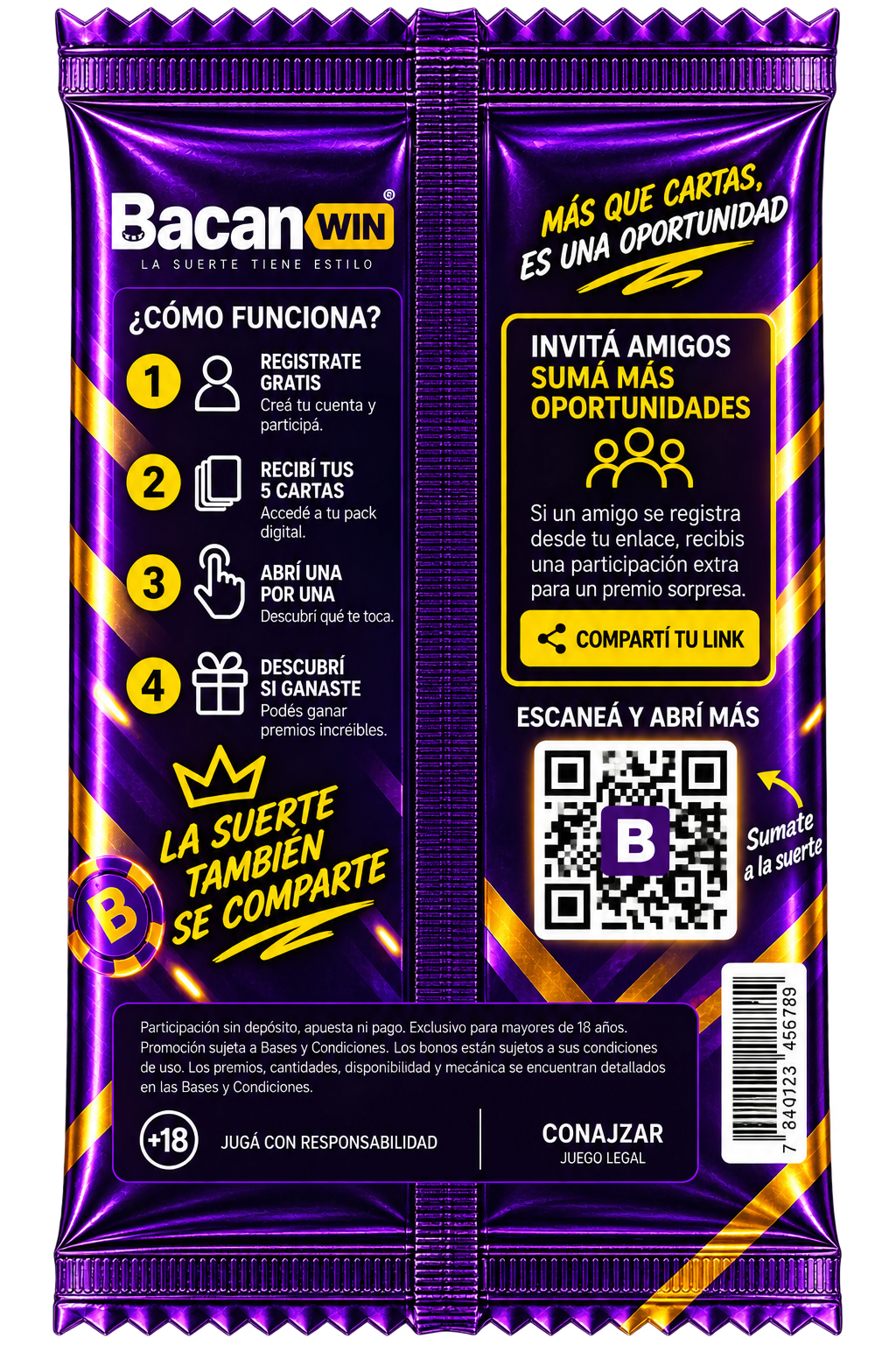 Sobre BACANWIN, dorso: cómo funciona e invitá amigos